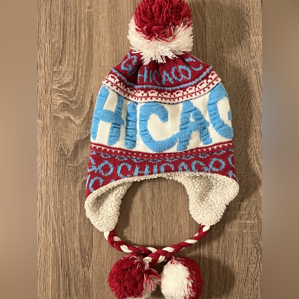 Robin Ruth Red and Blue Chicago Winter Hat